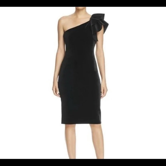 Eliza J Black Formal Ruffle One Shoulder Velvet Cocktail Dress Size 12